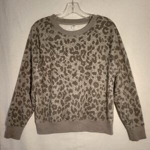 Old Navy Leopard Print Crewneck LS Pullover Sweatshirt Small